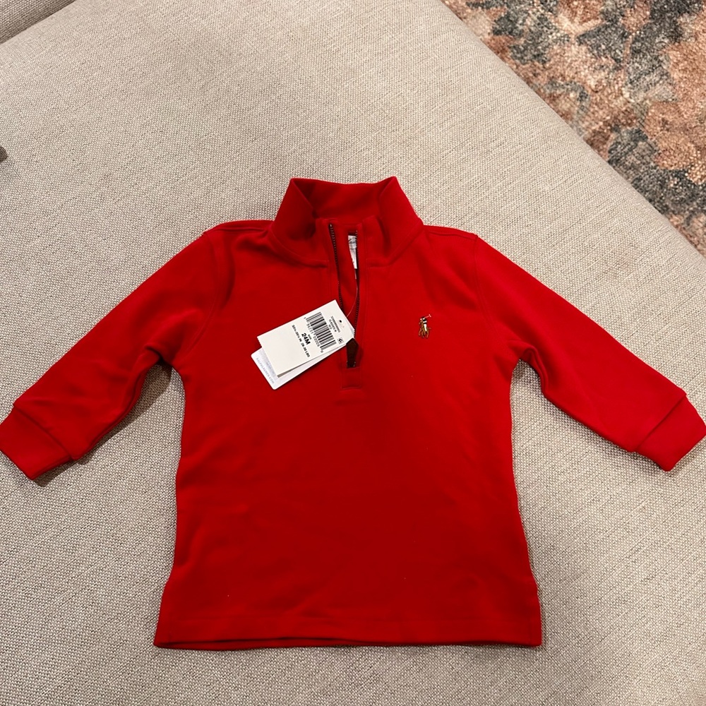 NWT red Ralph Lauren 1/4 zip size 24M